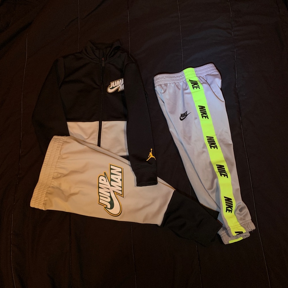 Size 4 Jordan outfit and a pair of Nike tech pants